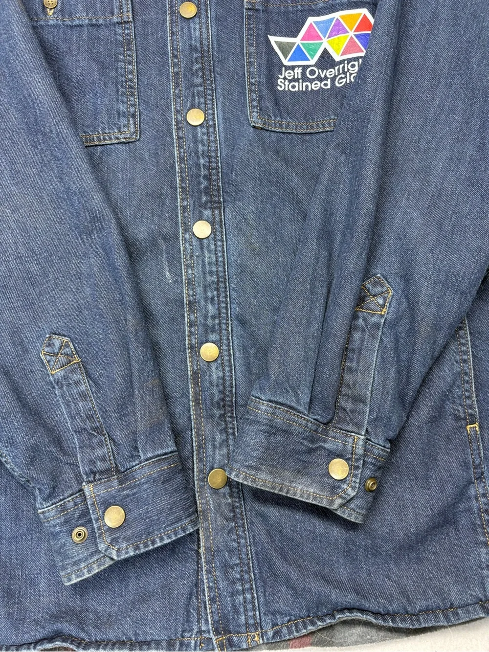 Men’s Carhartt Relaxed Fit Denim Fleece Lined Snap Shirt Jacket Medium TJ-5605-M